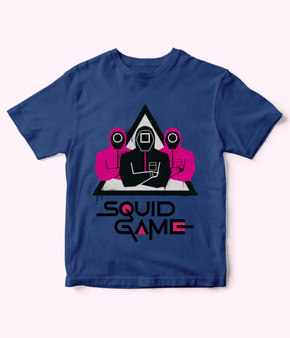 Royal Blue Cartoon Squid Game Tee for Boys & Girls
