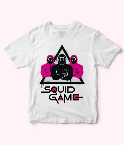 White Cartoon Squid Game Tee for Boys & Girls