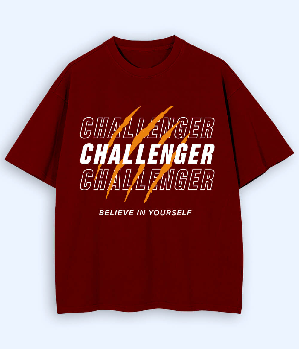 Maroon Challenger Oversized T-Shirt (Unisex)