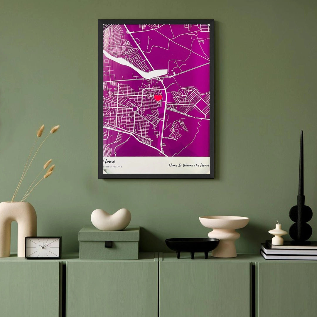 City Map Frame Personalized Lahore Map frame | Map Picture