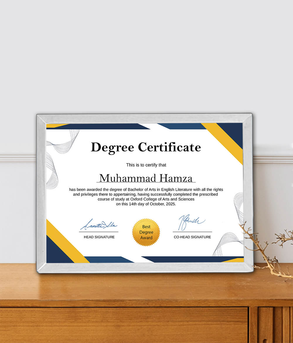 College Degree Certificate Frame (Customizable)