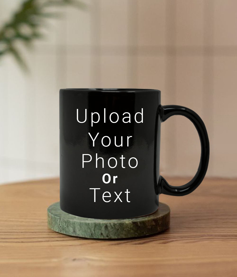 Customized Black Mug with Photo or Text