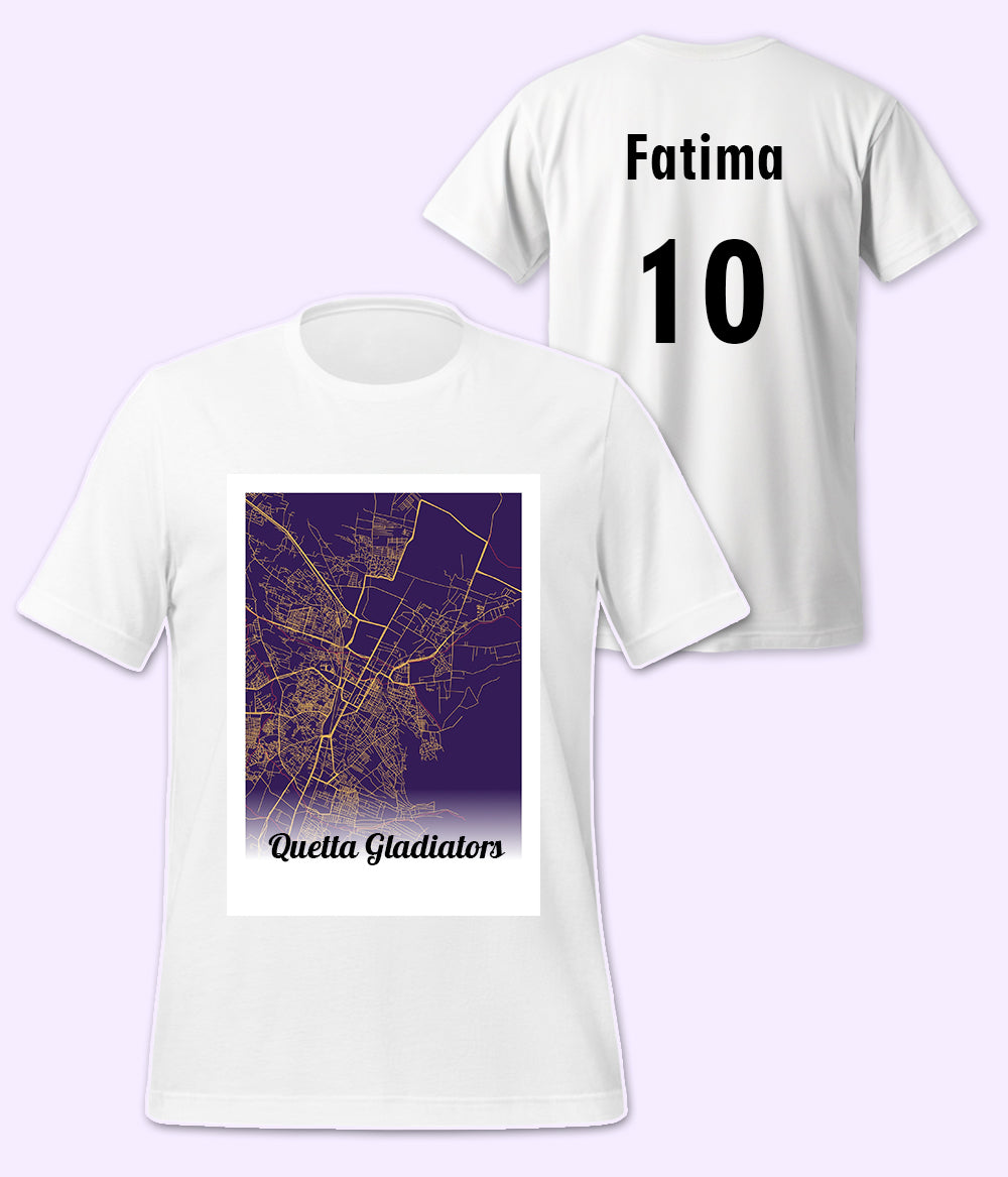 Customizable Quetta Gladiators Front Back Print T-shirt (Unisex)