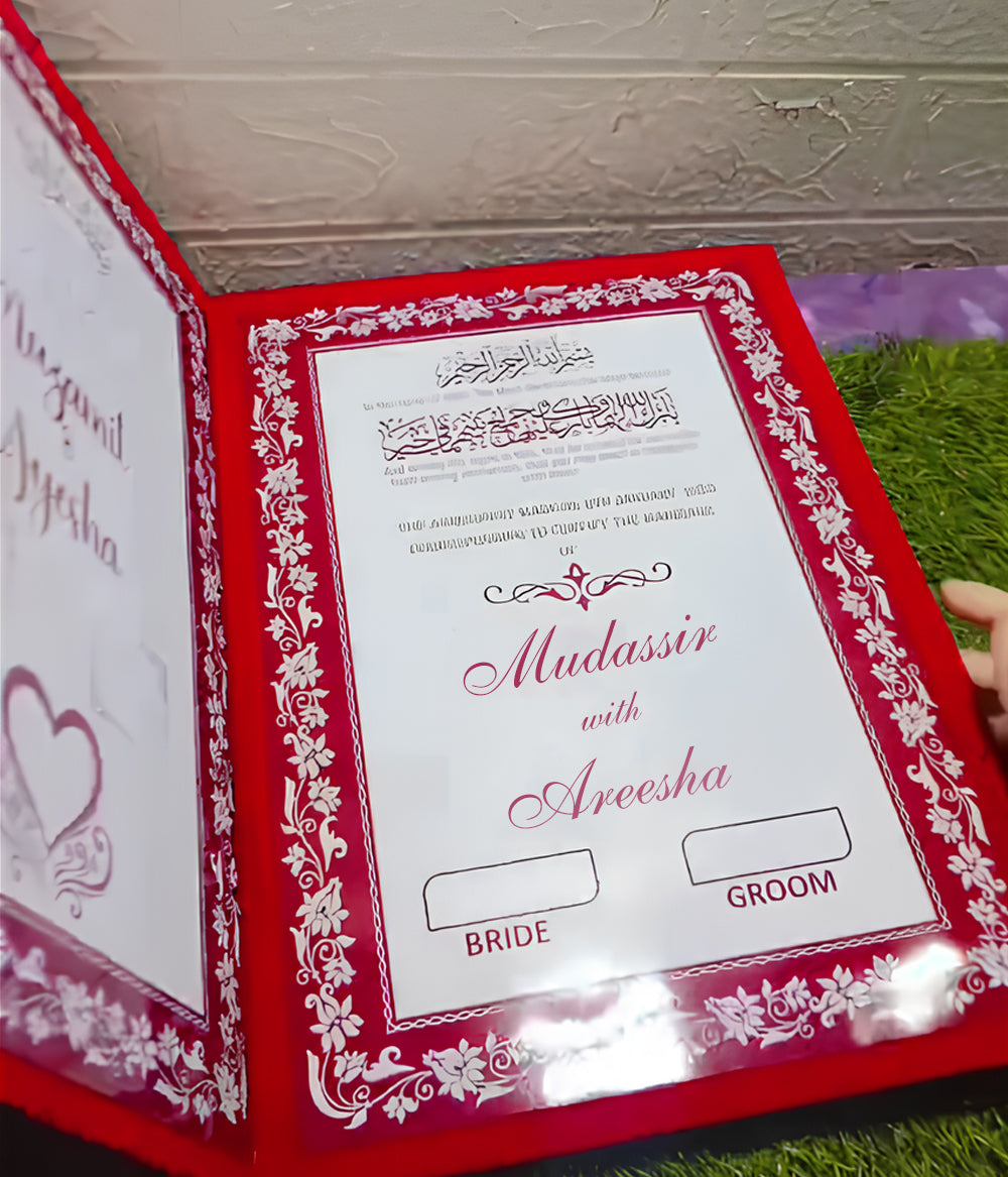 Customized Velvet Nikkah Nama Book