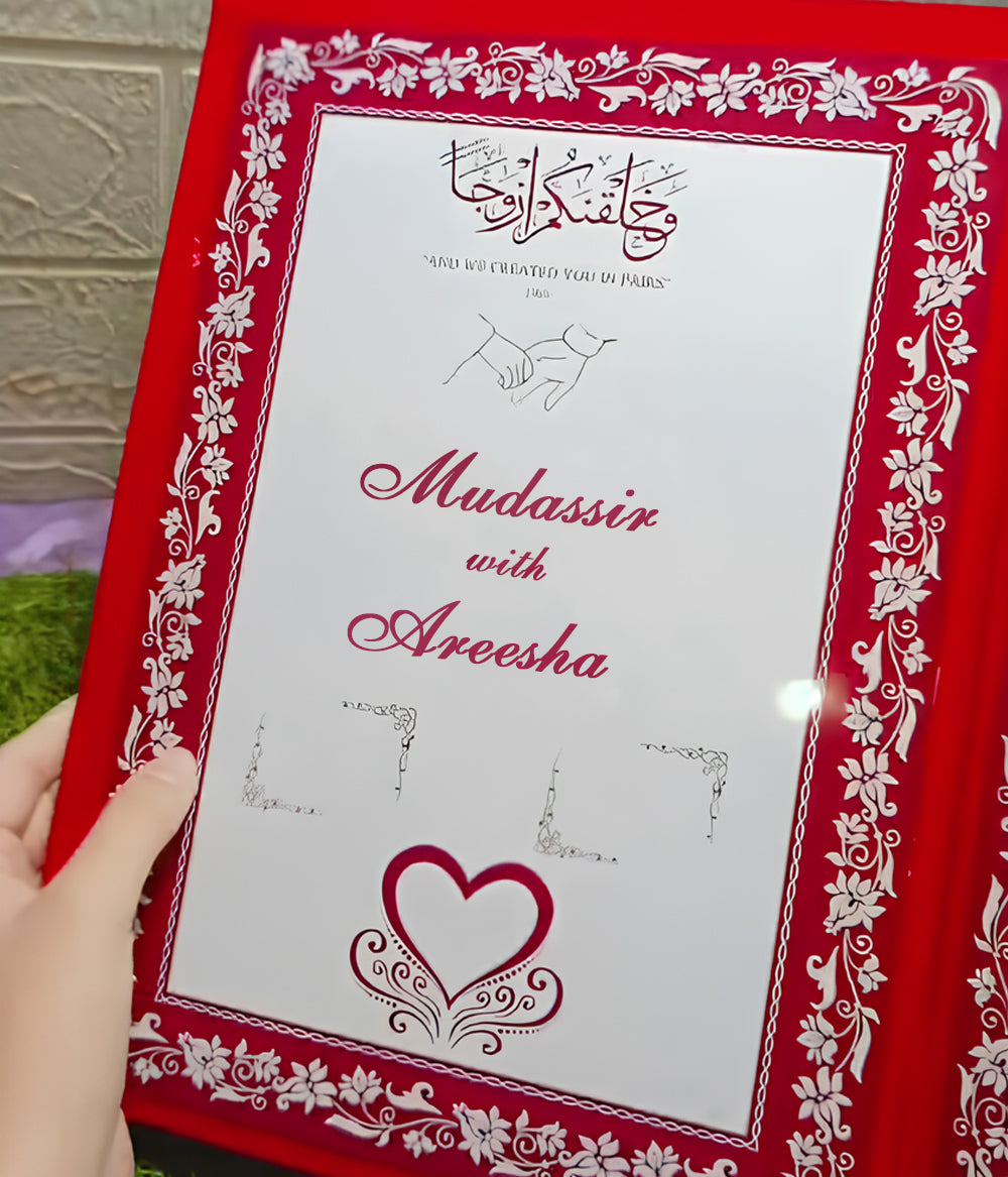 Customized Velvet Nikkah Nama Booklet