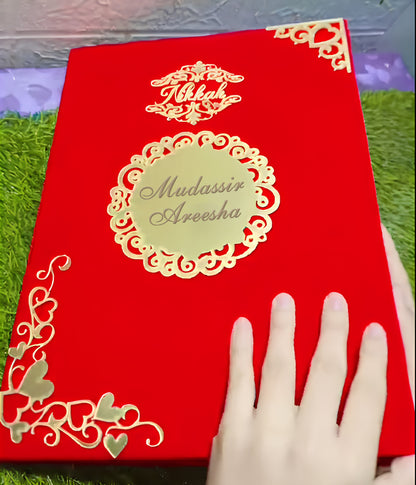 Customized Velvet Nikkah Nama Book