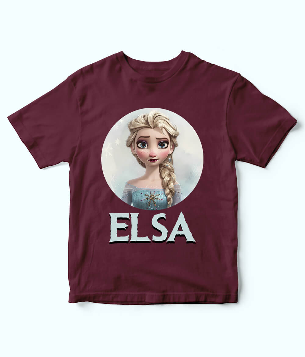 Elsa Maroon T-Shirt for Girls