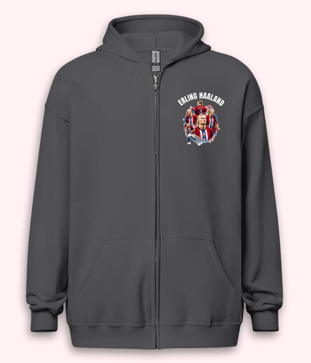 Erling Haaland Elite Striker Football Zipper Hoodie 