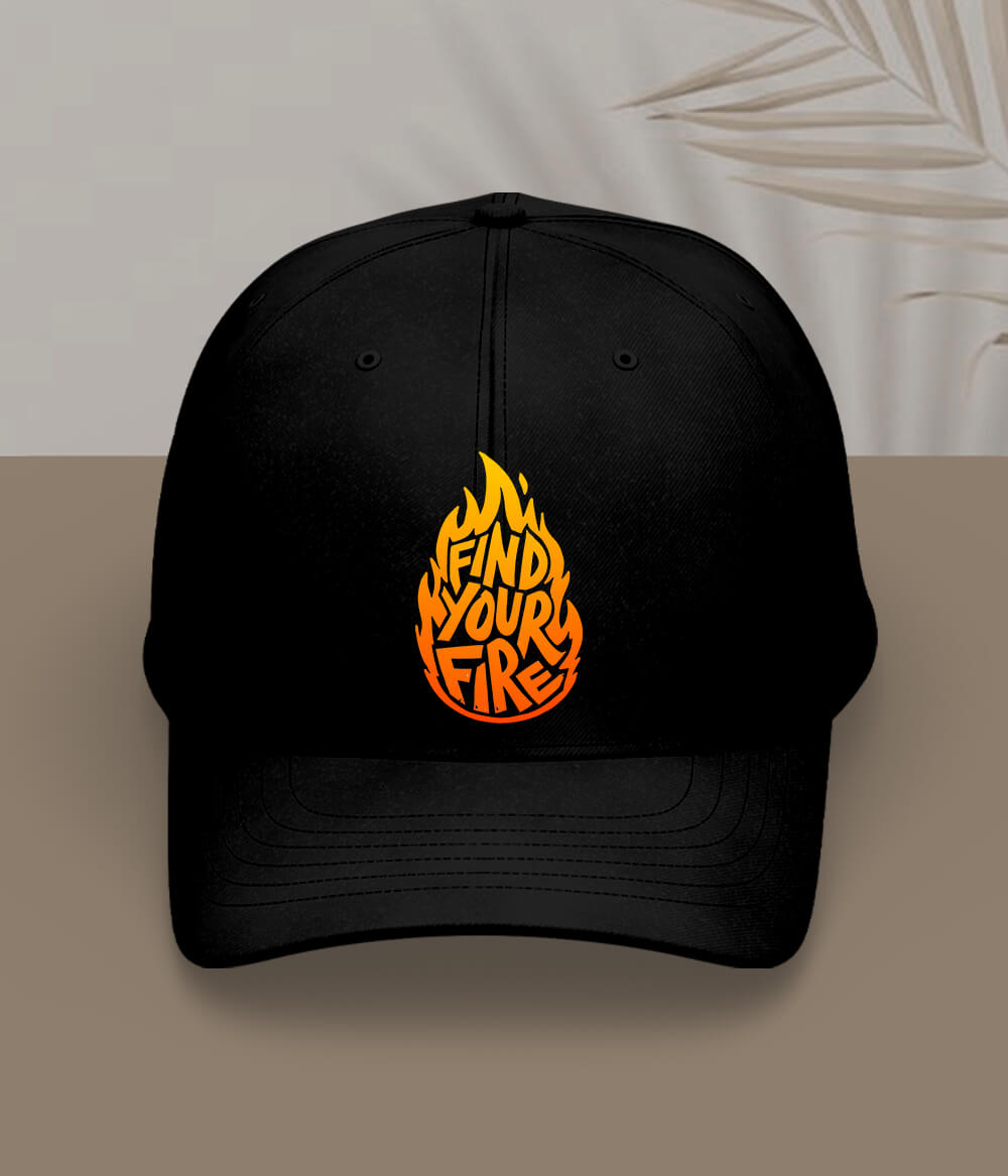 Black Find Your Fire Inspirational Cap