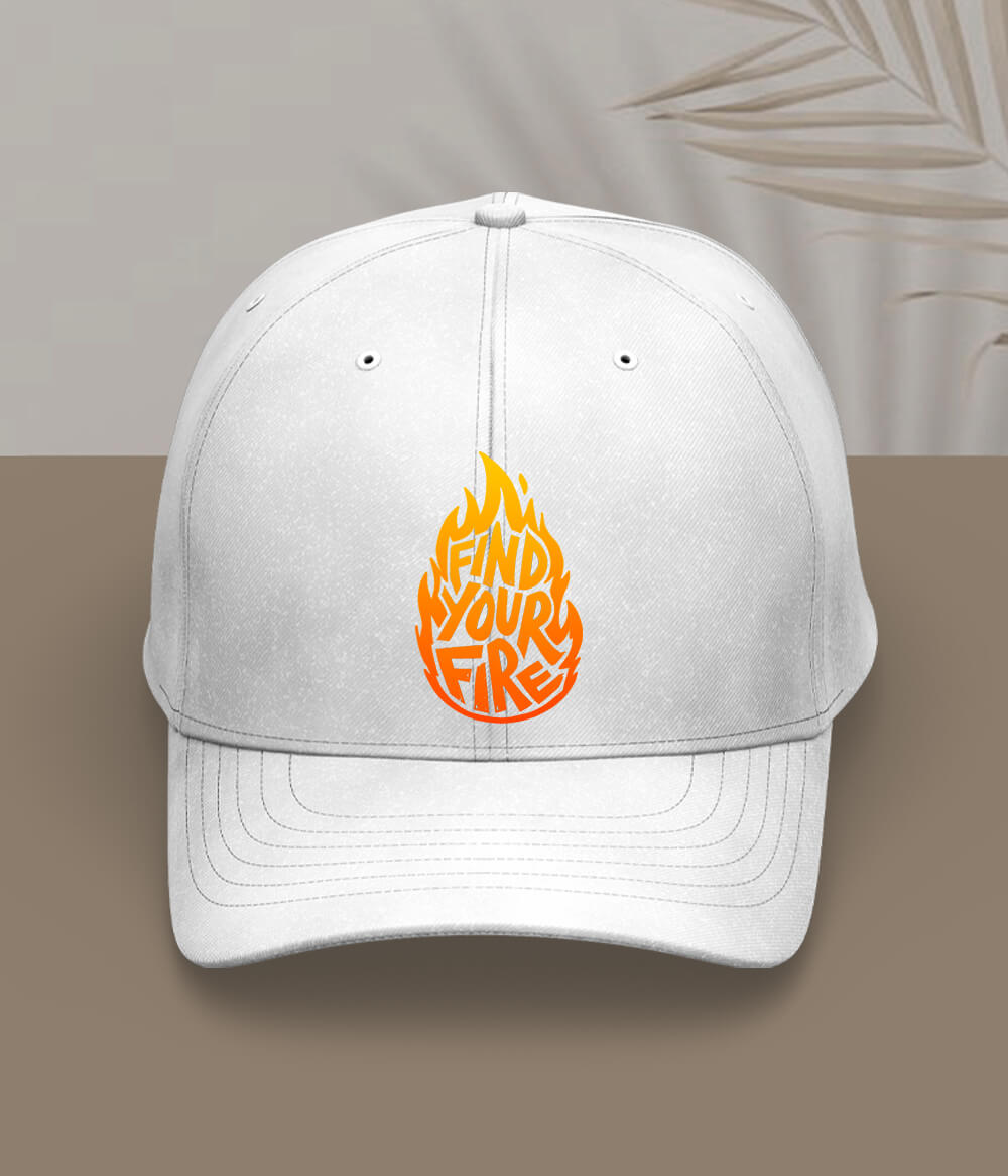 White Find Your Fire Inspirational Cap