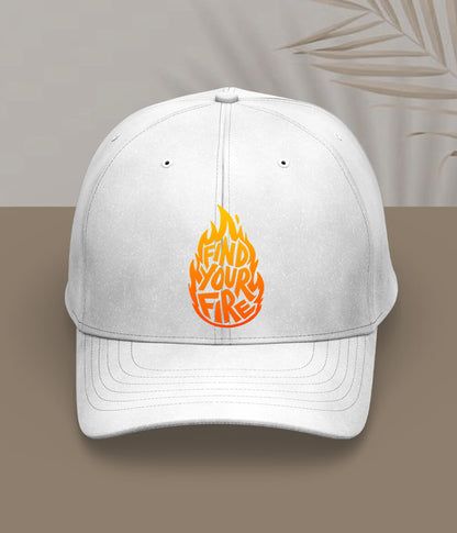 White Find Your Fire Inspirational Cap