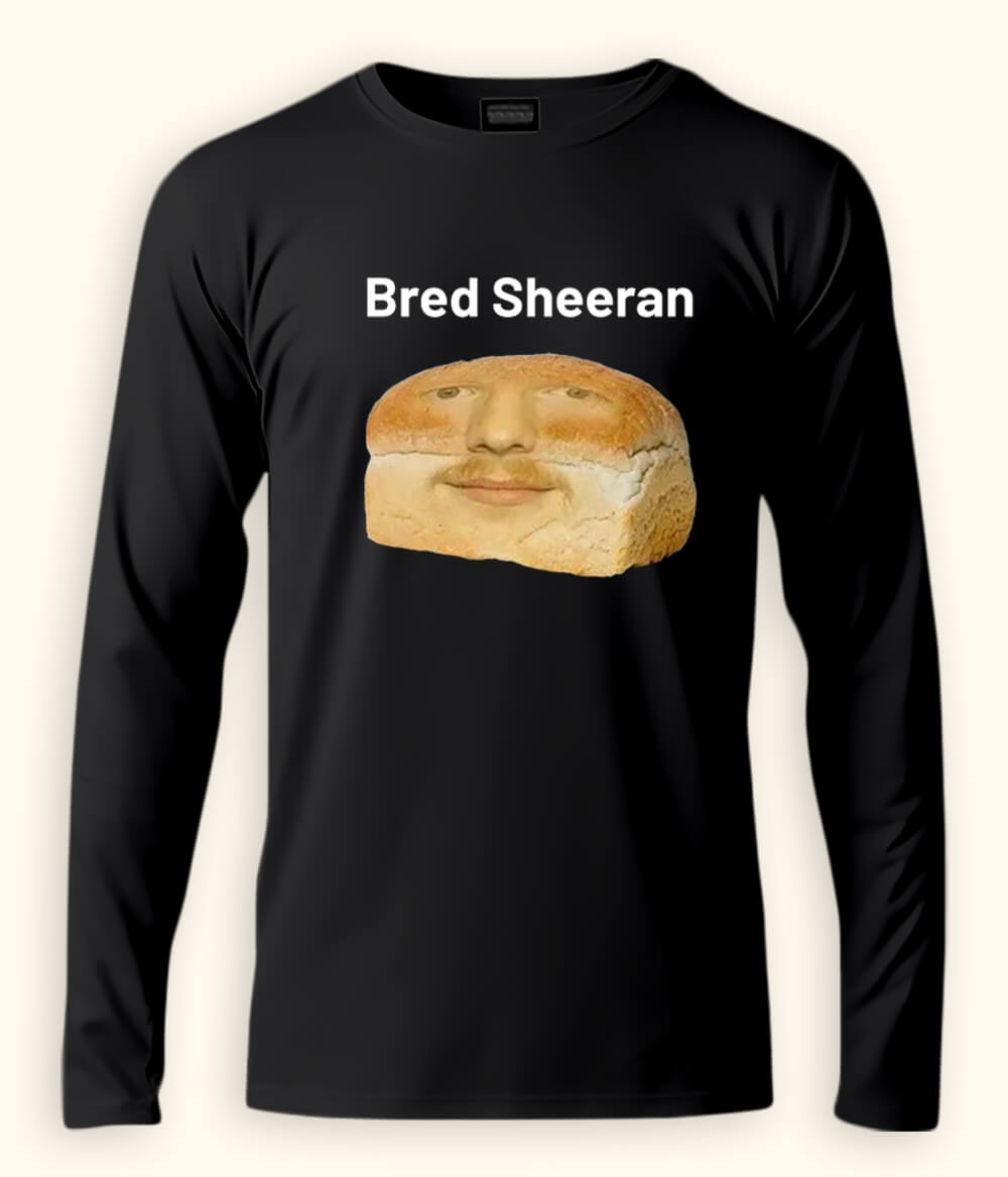 Funny Ed Sheeran Long Sleeve Black T-Shirt (Unisex)
