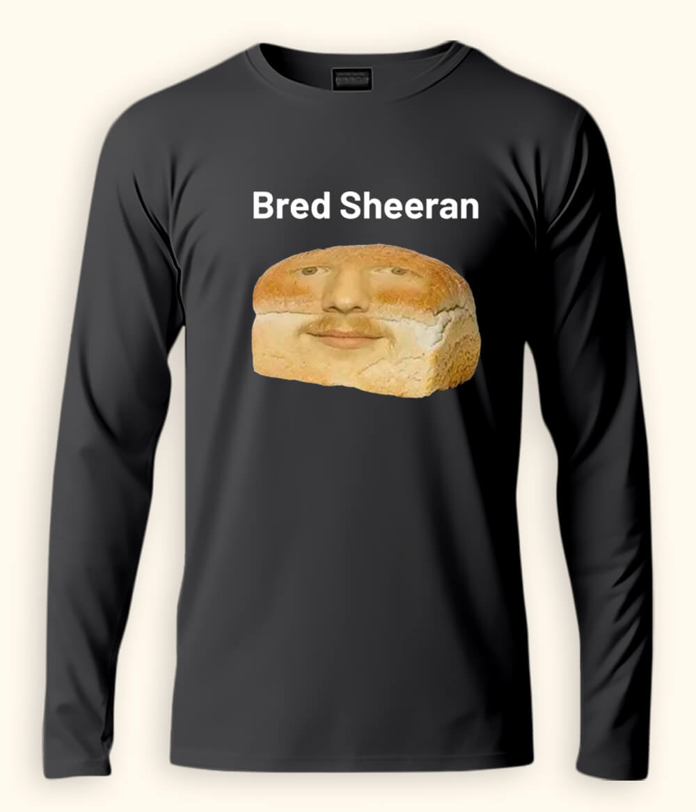 Funny Ed Sheeran Long Sleeve Charcoal Grey T-Shirt (Unisex)