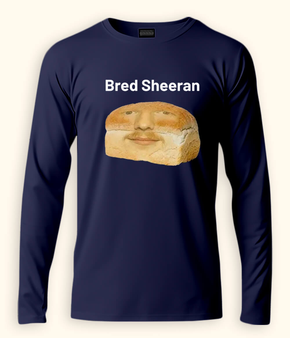 Funny Ed Sheeran Long Sleeve Navy T-Shirt (Unisex)