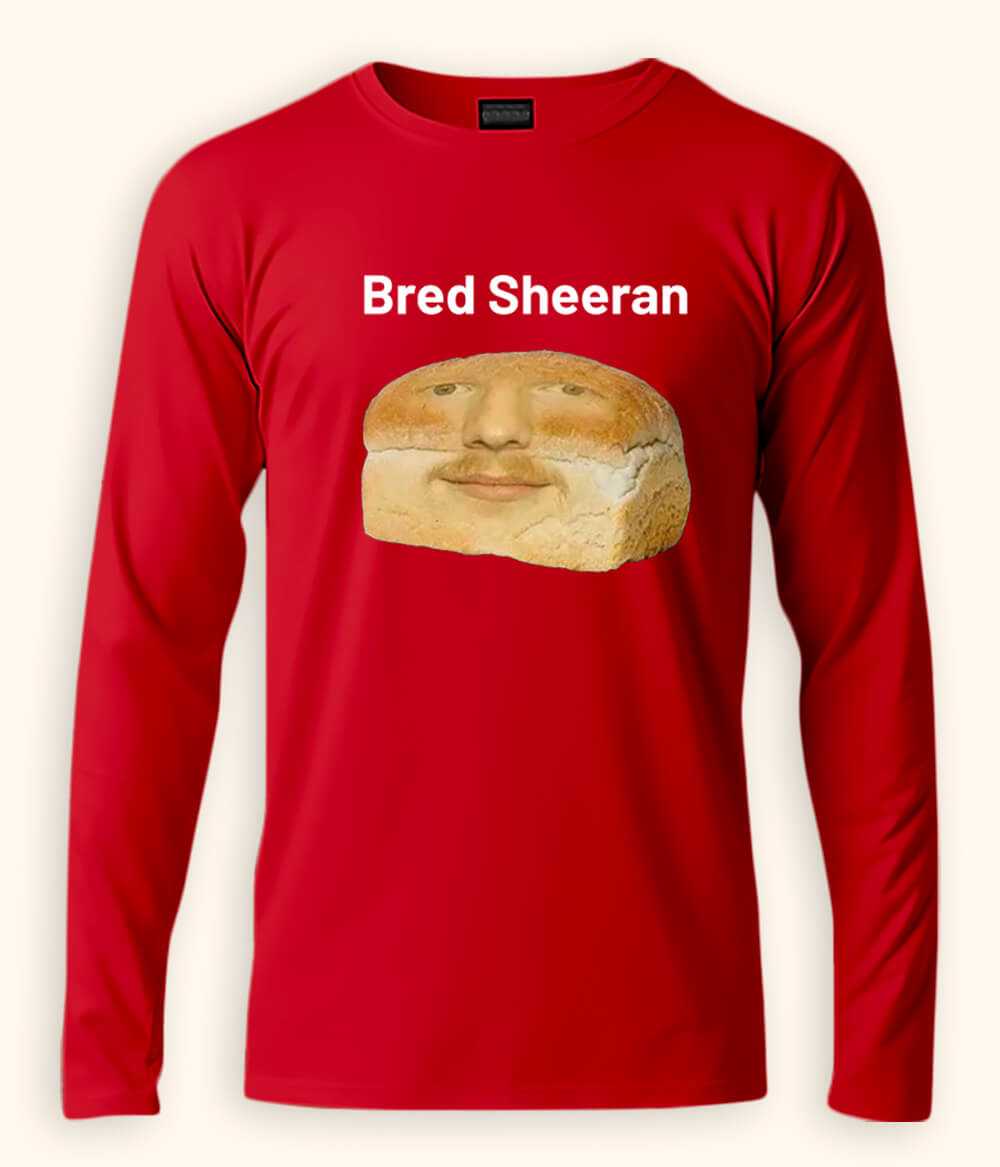 Funny Ed Sheeran Long Sleeve Red T-Shirt (Unisex)