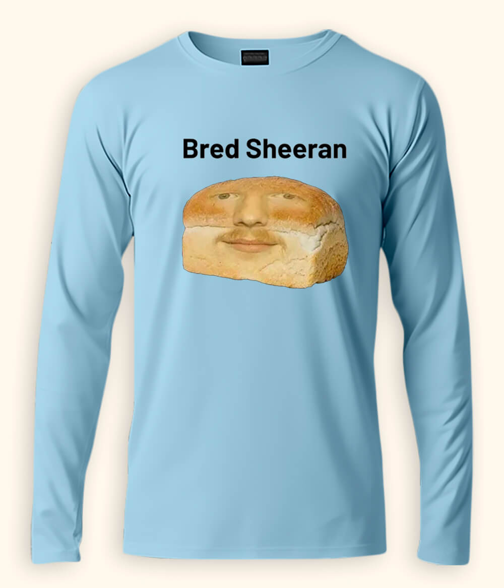 Funny Ed Sheeran Long Sleeve Sky Blue T-Shirt (Unisex)