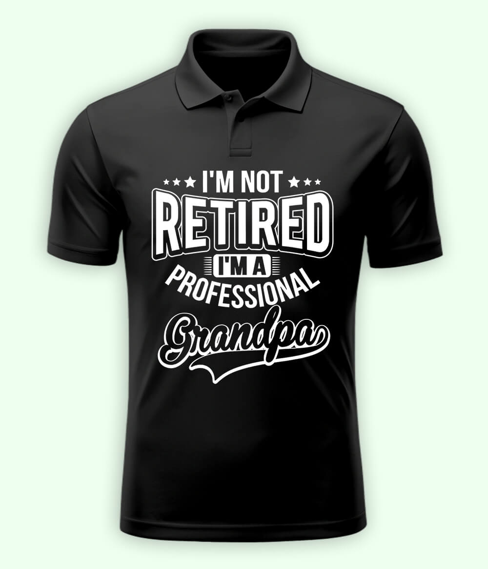 Charcoal Grey Grandpa Polo T-Shirt