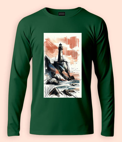 Beach Lighthouse Long Sleeve T-Shirt (Unisex)