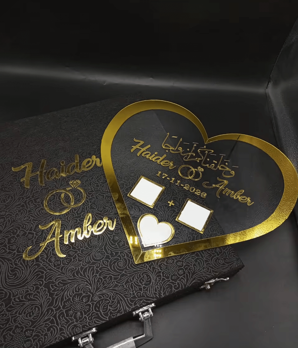 Heart Shaped Nikah Thumb Acrylic Board