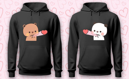 Husband and Wife Dual Charcoal Grey Hoodies