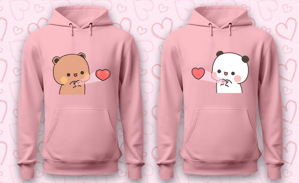 Husband and Wife Dual Light Pink Hoodies