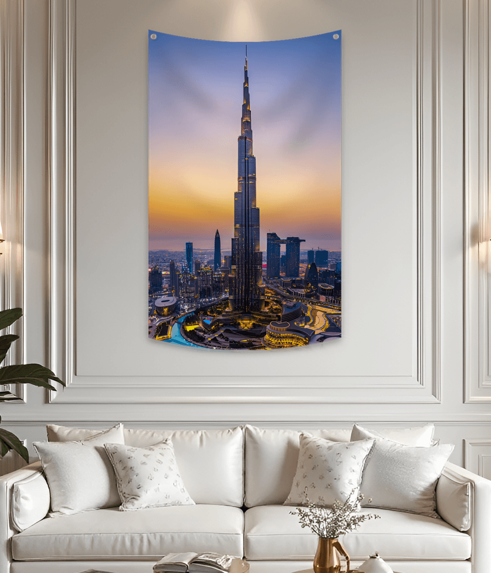 Iconic Burj Khalifa City Lights Tapestry