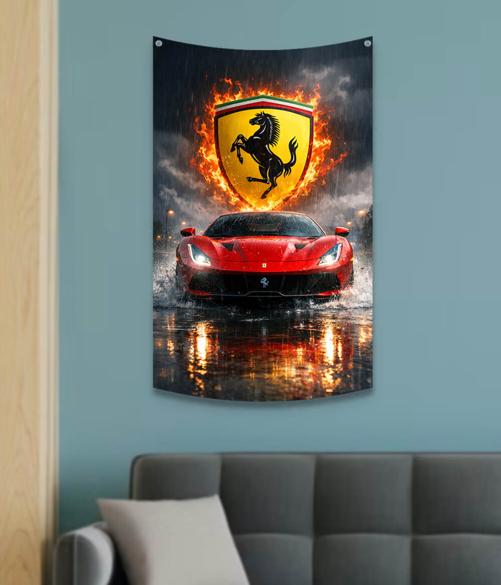Iconic Red Ferrari Wall Tapestry