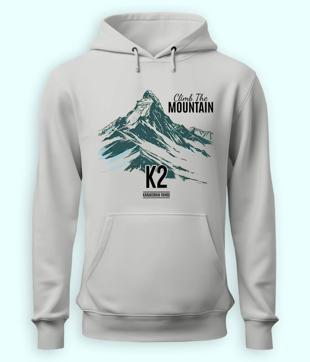K2 Hiking Hoodie Heather Grey T-Shirt (Unisex)