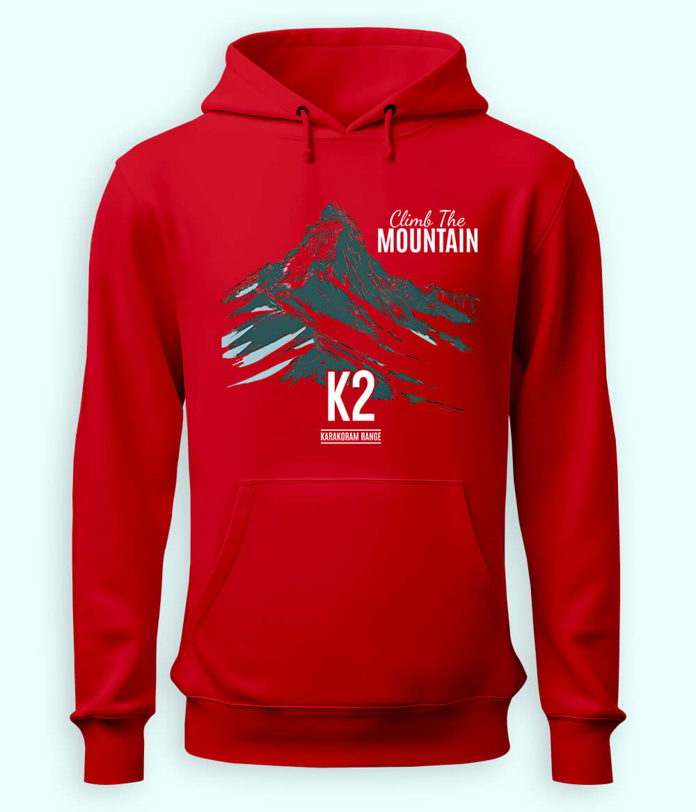 K2 Hiking Hoodie Red T-Shirt (Unisex)