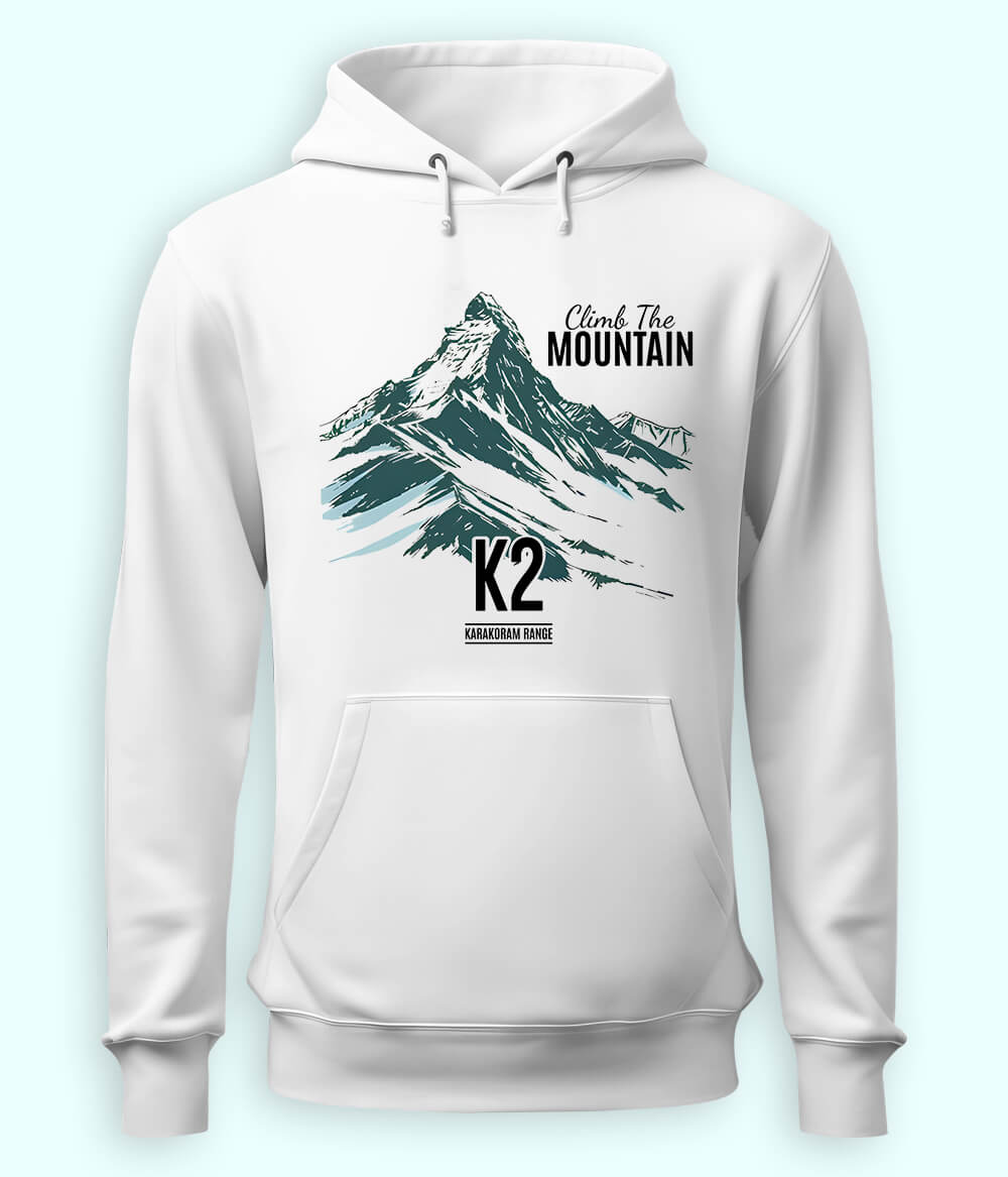 K2 Hiking Hoodie White T-Shirt (Unisex)