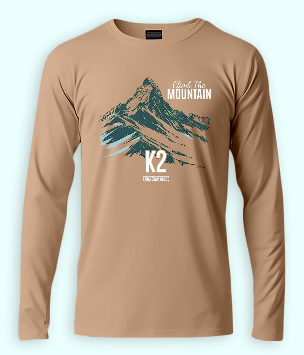 K2 Hiking Long Sleeve Beige T-Shirt (Unisex)