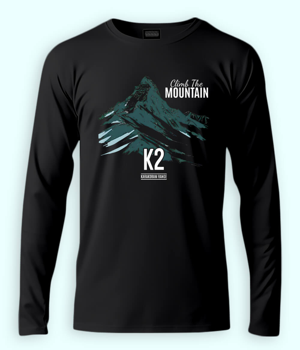 K2 Hiking Long Sleeve Black T-Shirt (Unisex)