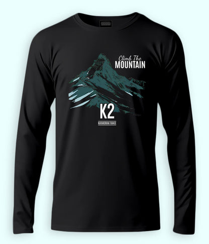 K2 Hiking Long Sleeve Black T-Shirt (Unisex)