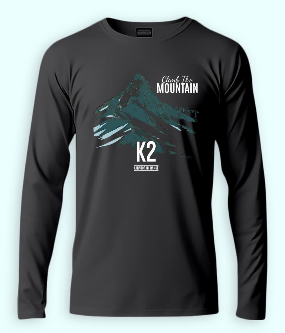 K2 Hiking Long Sleeve Charcoal Grey T-Shirt (Unisex)