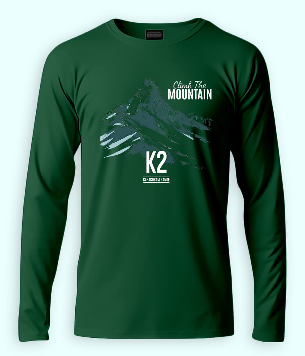 K2 Hiking Long Sleeve Green T-Shirt (Unisex)