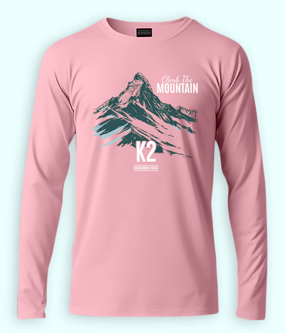 K2 Hiking Long Sleeve Light Pink T-Shirt (Unisex)