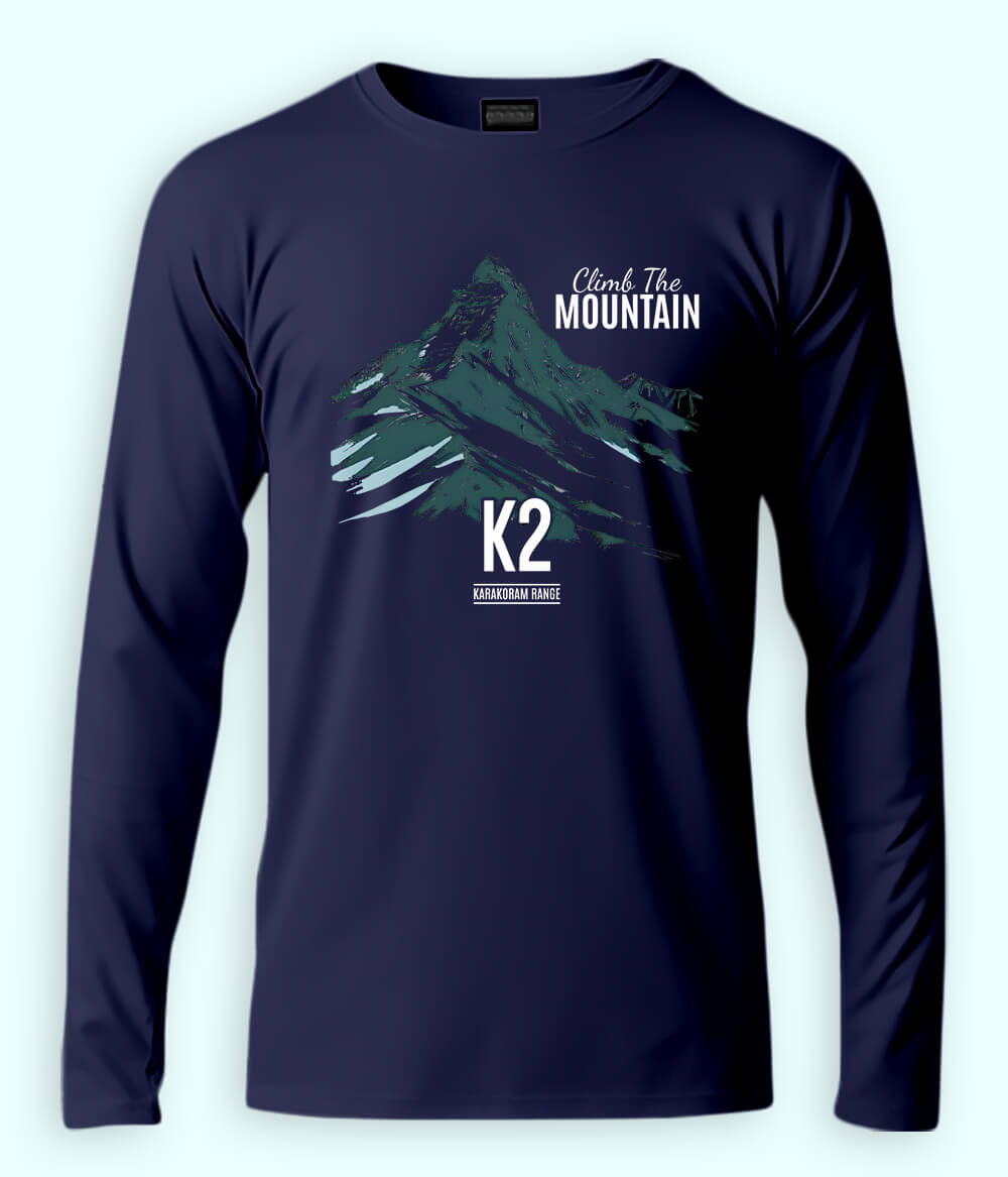 K2 Hiking Long Sleeve Navy T-Shirt (Unisex)