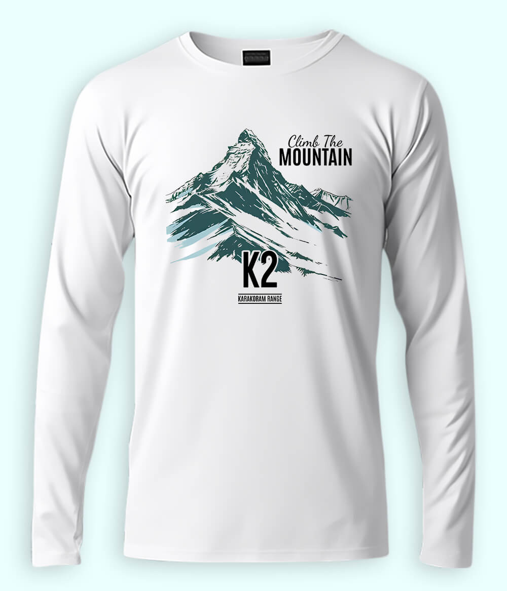 K2 Hiking Long Sleeve White T-Shirt (Unisex)