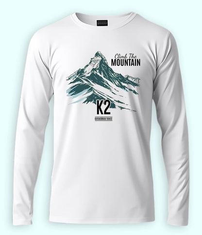 K2 Hiking Long Sleeve White T-Shirt (Unisex)