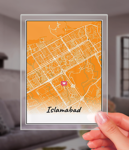 Karachi Lahore Islamabad Map Plaque (Customizable)