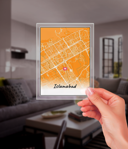 Karachi Lahore Islamabad Map Plaque (Customizable)