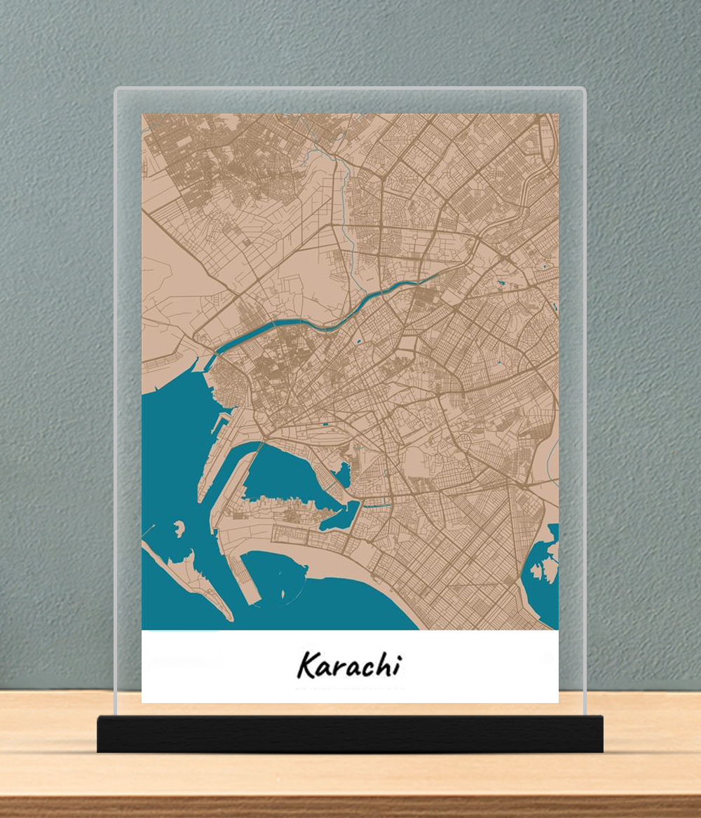 Karachi Lahore Islamabad Map Plaque (Customizable)
