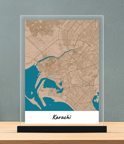 Karachi Lahore Islamabad Map Plaque (Customizable)