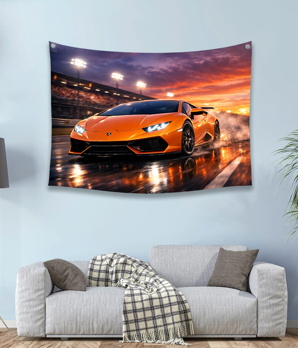 Lamborghini Luxury Racing Car Tapestry