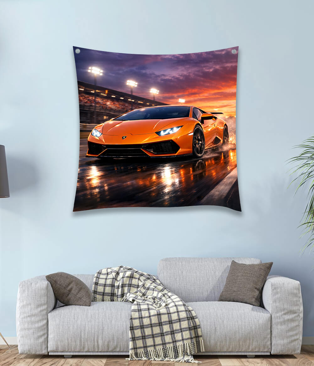 Lamborghini Luxury Racing Car Tapestry