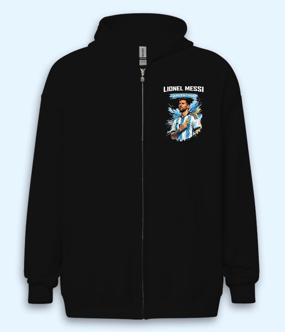 Lionel Messi Argentina Graphic Football Zipper Hoodie