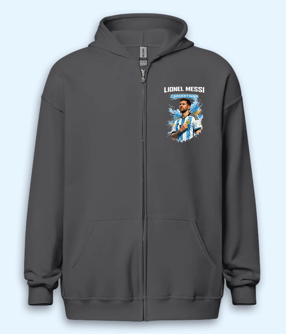 Lionel Messi Argentina Graphic Football Zipper Hoodie