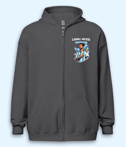Lionel Messi Argentina Graphic Football Zipper Hoodie