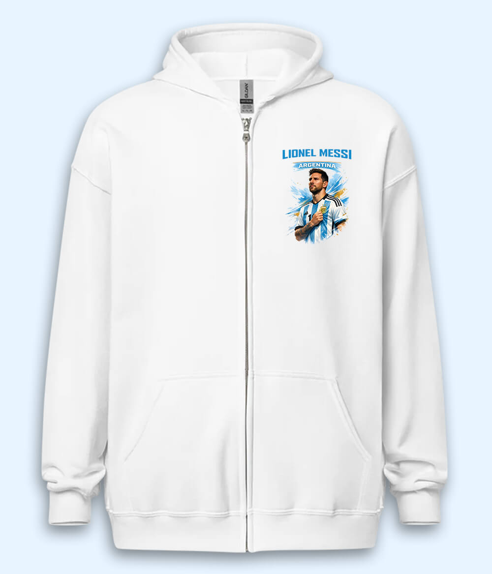 Lionel Messi Argentina Graphic Football Zipper Hoodie