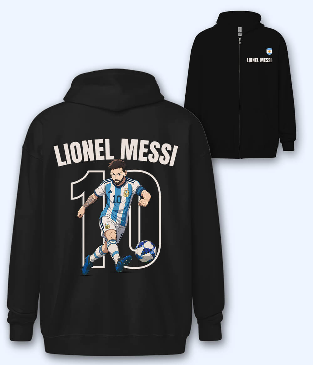 Lionel Messi Argentina Graphic Zipper Hoodie 
